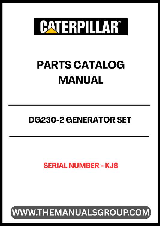 Discover the essential CAT DG230-2 Generator Set Parts Catalog Manual, specifically designed for serial number KJ8. This comprehensive manual serves as a vital resource for technicians and operators, providing detailed information on parts, specifications, and maintenance procedures to ensure optimal performance of your generator set.