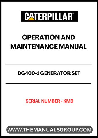 Discover the essential CAT DG400-1 Generator Set Operation and Maintenance Manual, designed specifically for the S/N - KM9 model. This comprehensive guide provides detailed instructions to ensure optimal performance and longevity of your generator. With clear diagrams and step-by-step procedures, you can easily navigate through operation protocols and maintenance tasks.