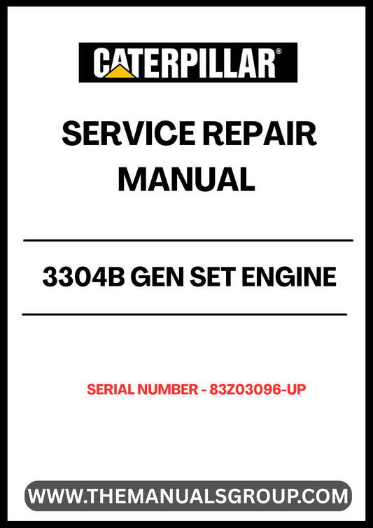 Enhance your maintenance capabilities with the CAT 3304B Gen Set Engine Service Repair Manual, specifically designed for serial numbers 83Z03096 and up. This comprehensive guide provides detailed instructions and insights to ensure your engine operates at peak performance, making it an essential resource for technicians and DIY enthusiasts alike.