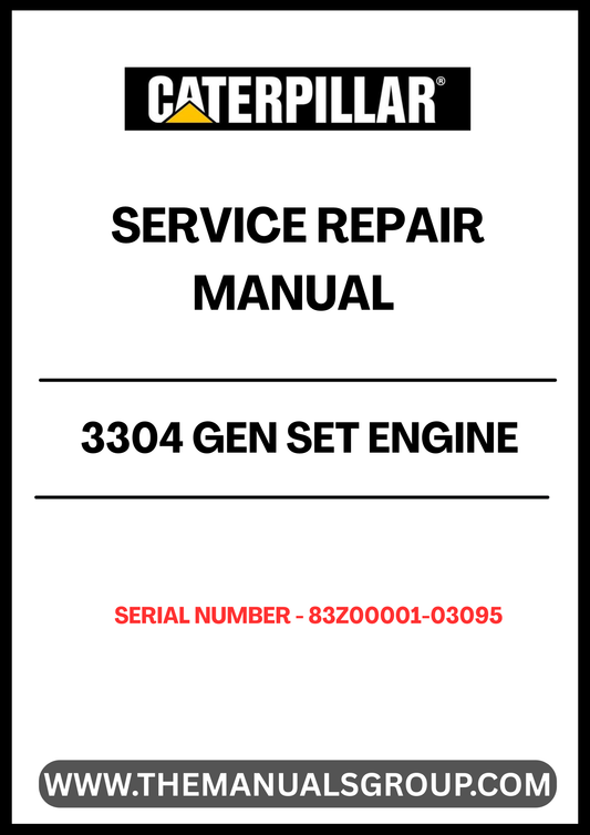 Ensure your CAT 3304 Gen Set Engine operates at peak performance with our comprehensive Service Repair Manual, specifically designed for serial numbers 83Z00001-03095. This manual is an essential resource for technicians and DIY enthusiasts alike, providing detailed instructions and insights for effective maintenance and repair.