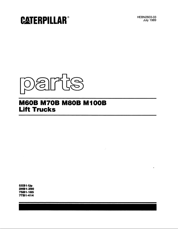CAT FORKLIFT M100B SPARE PARTS MANUAL - PDF FILE