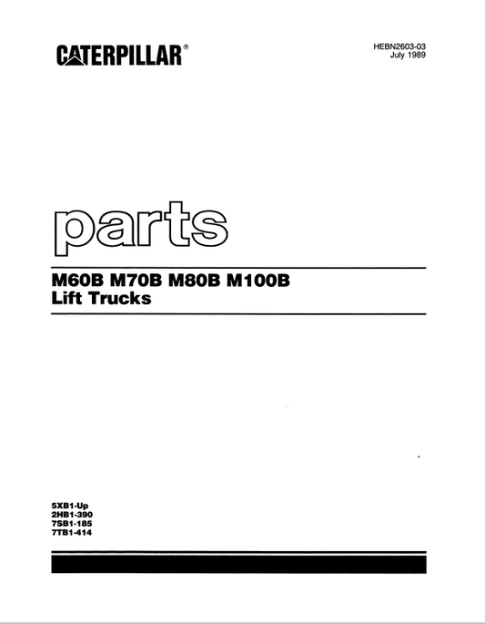 CAT FORKLIFT M100B SPARE PARTS MANUAL - PDF FILE