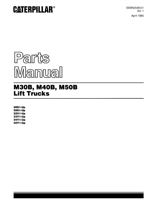 CAT FORKLIFT M30B SPARE PARTS MANUAL - PDF FILE