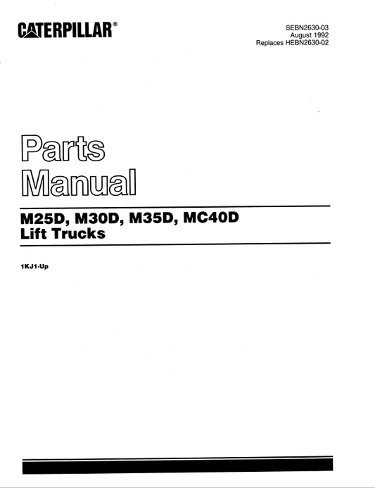 CAT FORKLIFT M30D SPARE PARTS MANUAL - PDF FILE