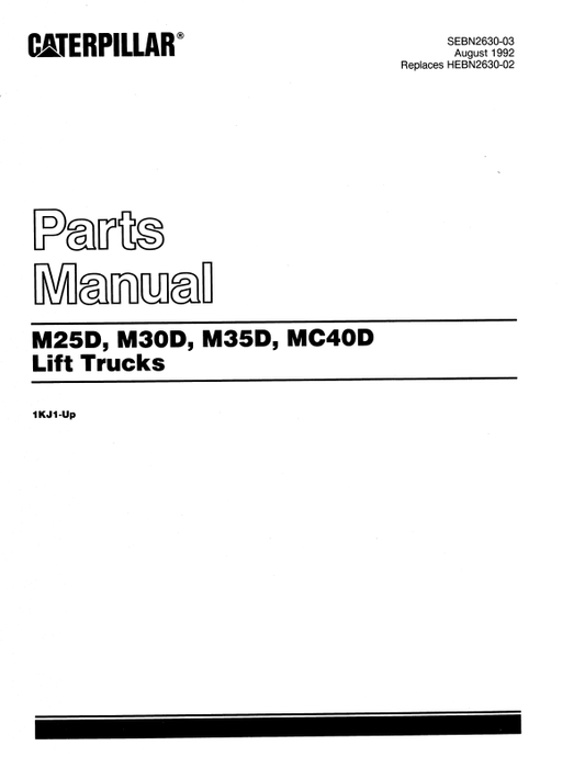 CAT FORKLIFT M35D SPARE PARTS MANUAL - PDF FILE