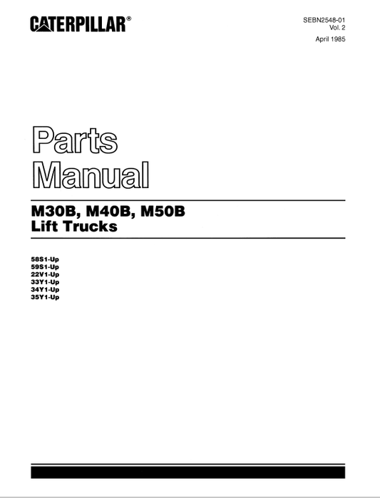 CAT FORKLIFT M40B SPARE PARTS MANUAL - PDF FILE