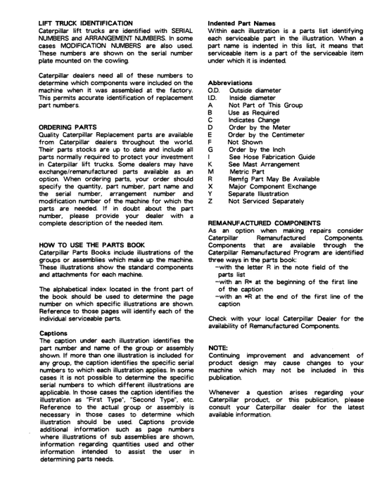 CAT FORKLIFT M40D SPARE PARTS MANUAL - PDF FILE