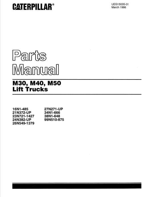 CAT FORKLIFT M40 SPARE PARTS MANUAL - PDF FILE