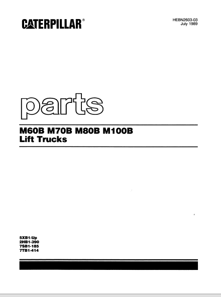 CAT FORKLIFT M70B SPARE PARTS MANUAL - PDF FILE