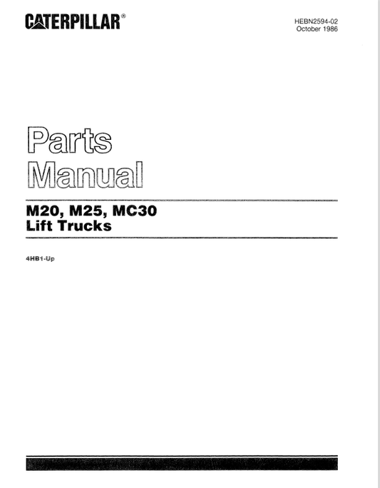 CAT FORKLIFT MC30 SPARE PARTS MANUAL - PDF FILE