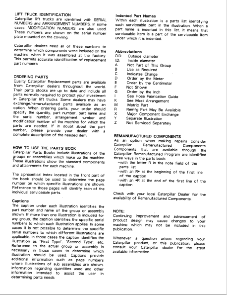CAT FORKLIFT MC40D SPARE PARTS MANUAL - PDF FILE
