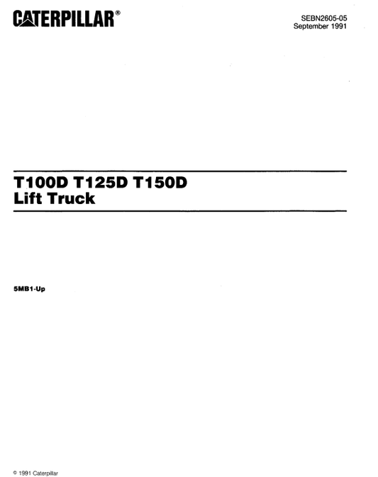 CAT FORKLIFT T100D SPARE PARTS MANUAL - PDF FILE