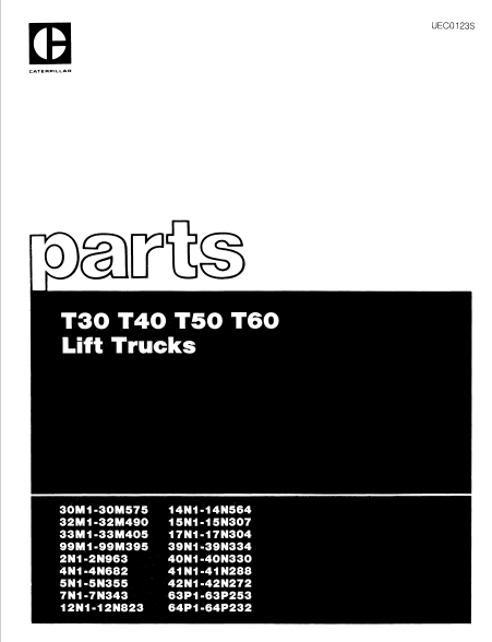 CAT FORKLIFT T30B SPARE PARTS MANUAL - PDF FILE