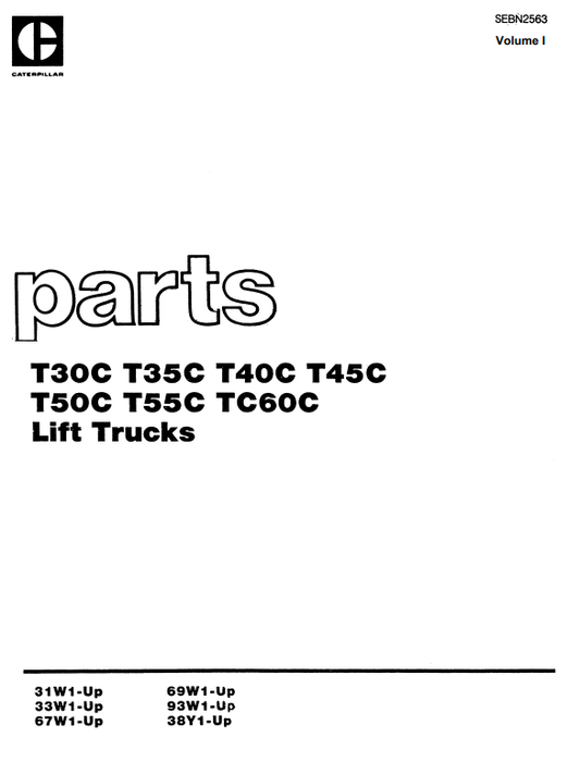 CAT FORKLIFT T30C SPARE PARTS MANUAL - PDF FILE