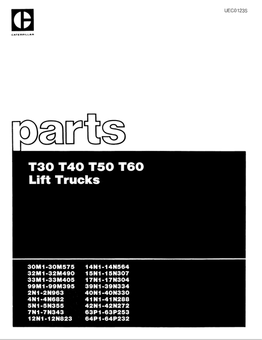 CAT FORKLIFT T30 SPARE PARTS MANUAL - PDF FILE