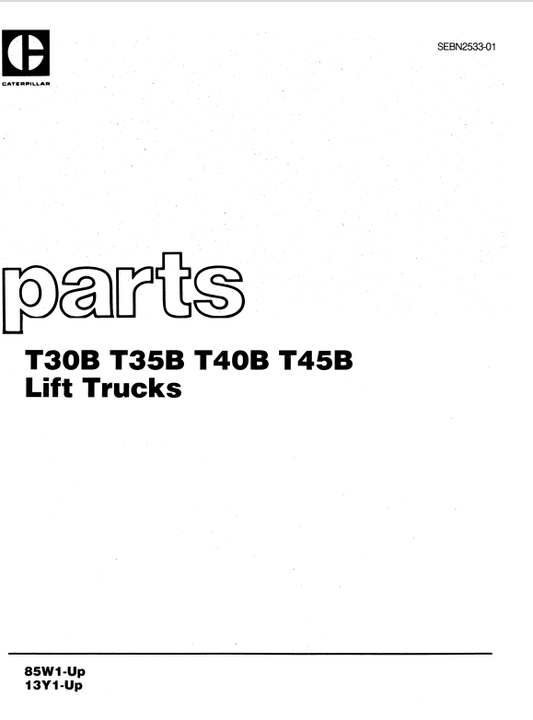 CAT FORKLIFT T35B SPARE PARTS MANUAL - PDF FILE