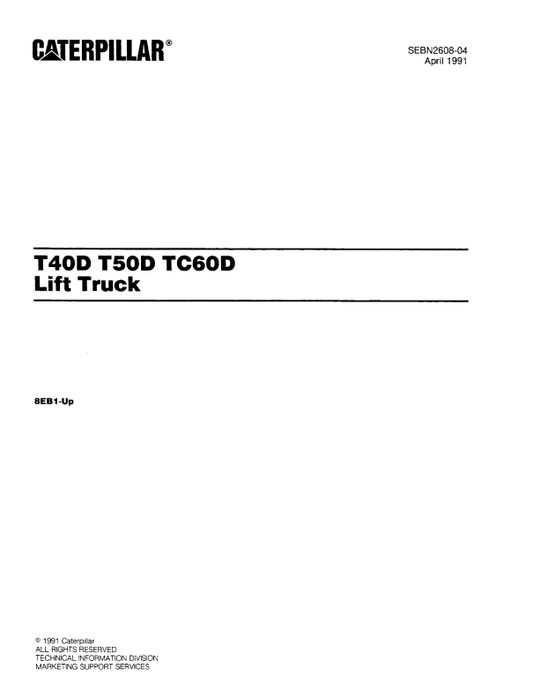 CAT FORKLIFT T40D, T50D SPARE PARTS MANUAL - PDF FILE