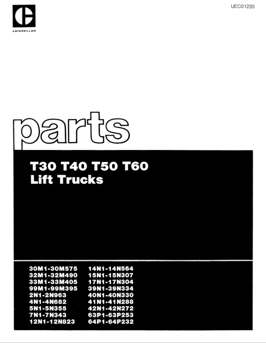 CAT FORKLIFT T40, T50 SPARE PARTS MANUAL - PDF FILE