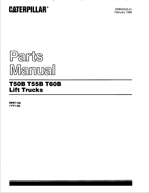 CAT FORKLIFT T55B SPARE PARTS MANUAL - PDF FILE