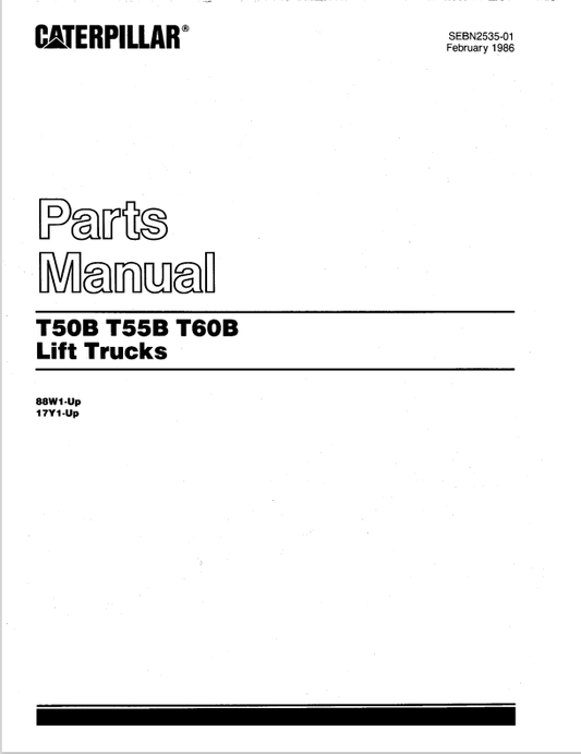 CAT FORKLIFT T55B SPARE PARTS MANUAL - PDF FILE