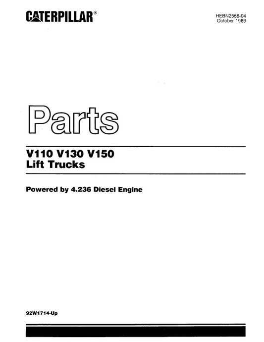 CAT FORKLIFT V100, V110, V120 SPARE PARTS MANUAL - PDF FILE