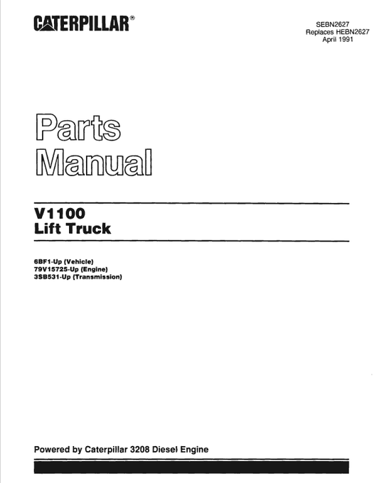 CAT FORKLIFT V1100 SPARE PARTS MANUAL - PDF FILE