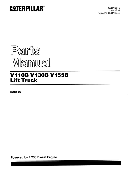 CAT FORKLIFT V110B SPARE PARTS MANUAL - PDF FILE