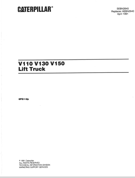 CAT FORKLIFT V130 SPARE PARTS MANUAL - PDF FILE