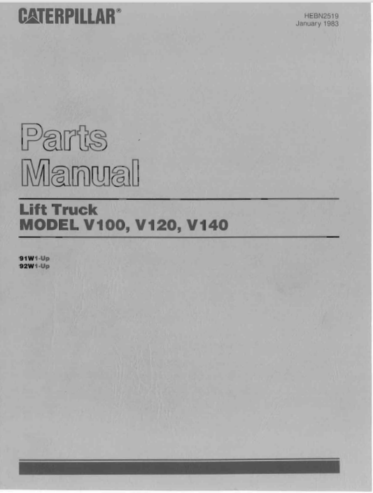 CAT FORKLIFT V140, V150 SPARE PARTS MANUAL - PDF FILE