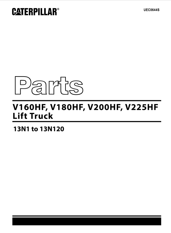 CAT FORKLIFT V160HF SPARE PARTS MANUAL - PDF FILE
