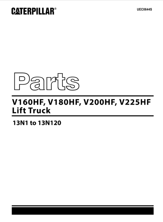 CAT FORKLIFT V160HF SPARE PARTS MANUAL - PDF FILE
