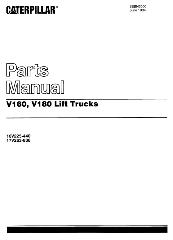 CAT FORKLIFT V160, V180 SPARE PARTS MANUAL - PDF FILE