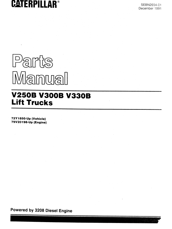 CAT FORKLIFT V250B SPARE PARTS MANUAL - PDF FILE