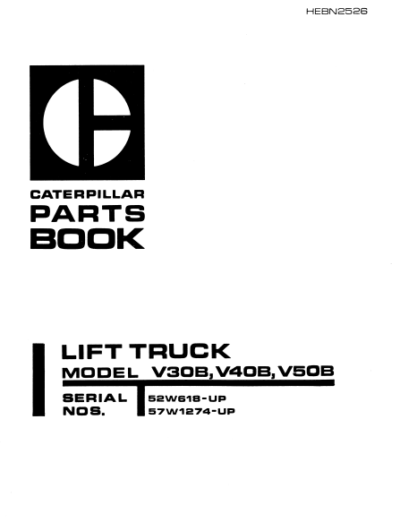 CAT FORKLIFT V30, V40, V50 SPARE PARTS MANUAL - PDF FILE