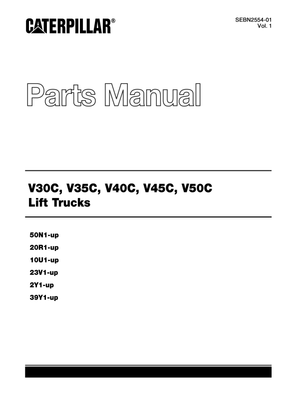 CAT FORKLIFT V35C SPARE PARTS MANUAL - PDF FILE