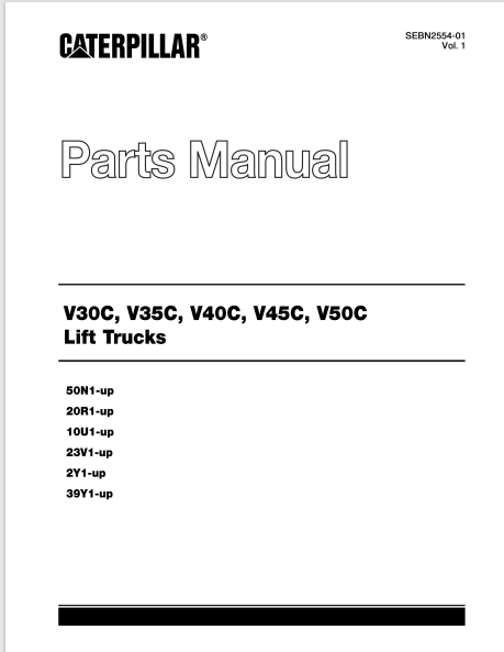 CAT FORKLIFT V40C, V45C, V50C SPARE PARTS MANUAL - PDF FILE