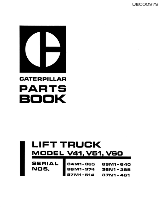 CAT FORKLIFT V41, V51 SPARE PARTS MANUAL - PDF FILE
