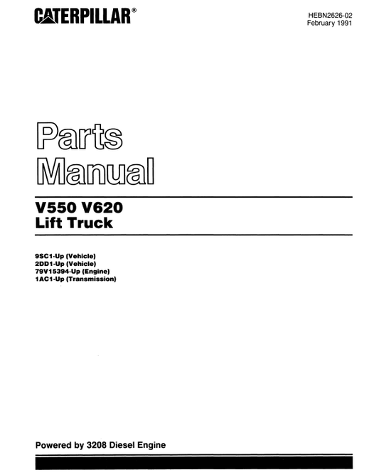 CAT FORKLIFT V550 SPARE PARTS MANUAL - PDF FILE