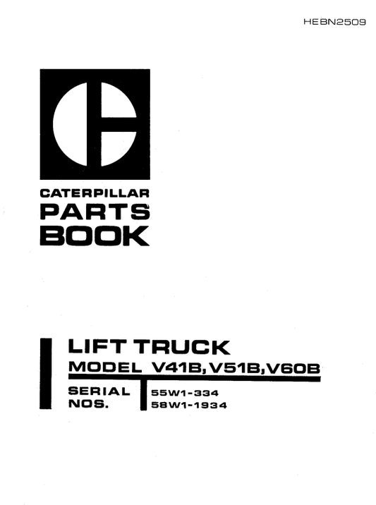 CAT FORKLIFT V55B SPARE PARTS MANUAL - PDF FILE