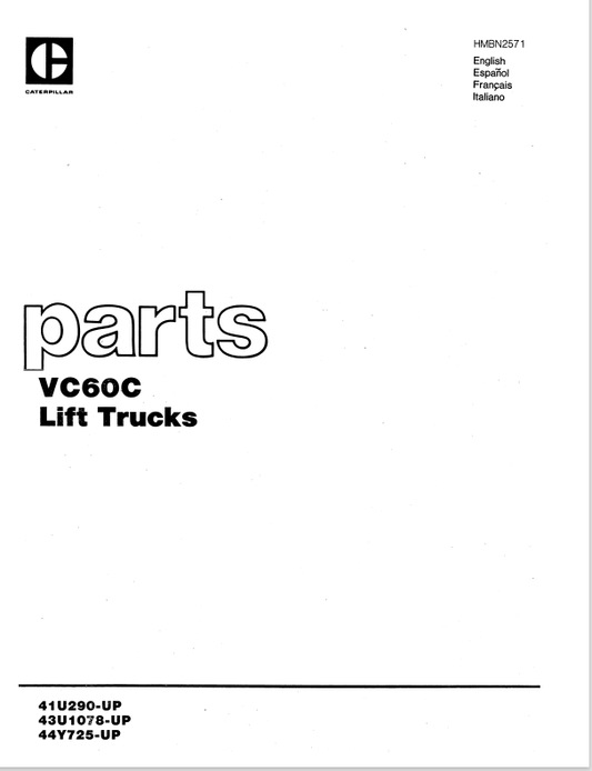 CAT FORKLIFT V55C SPARE PARTS MANUAL - PDF FILE