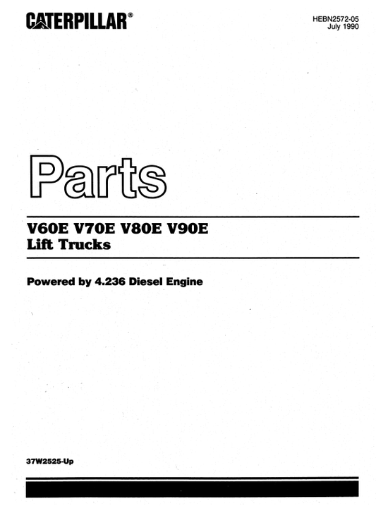 CAT FORKLIFT V60E, V70E, V80E SPARE PARTS MANUAL - PDF FILE