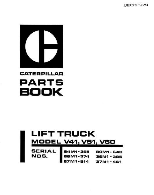 CAT FORKLIFT V60 SPARE PARTS MANUAL - PDF FILE