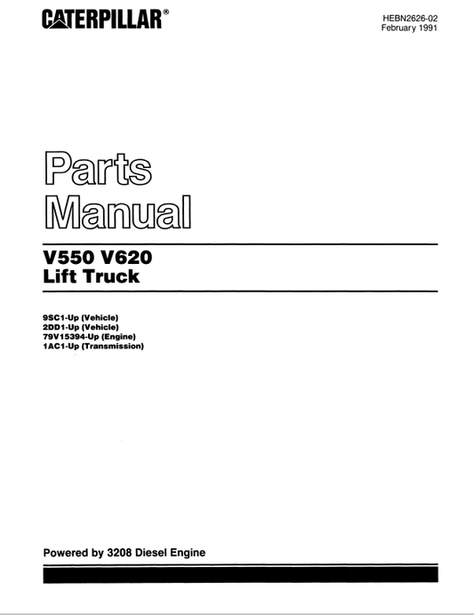 CAT FORKLIFT V620 SPARE PARTS MANUAL - PDF FILE