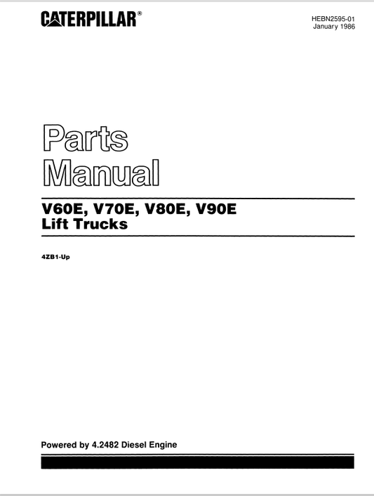 CAT FORKLIFT V90E SPARE PARTS MANUAL - PDF FILE