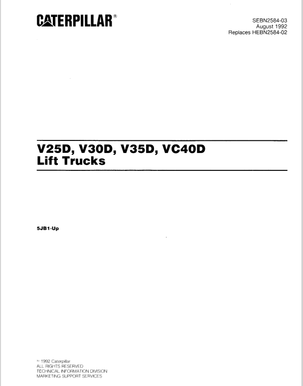 CAT FORKLIFT VC40D SPARE PARTS MANUAL - PDF FILE