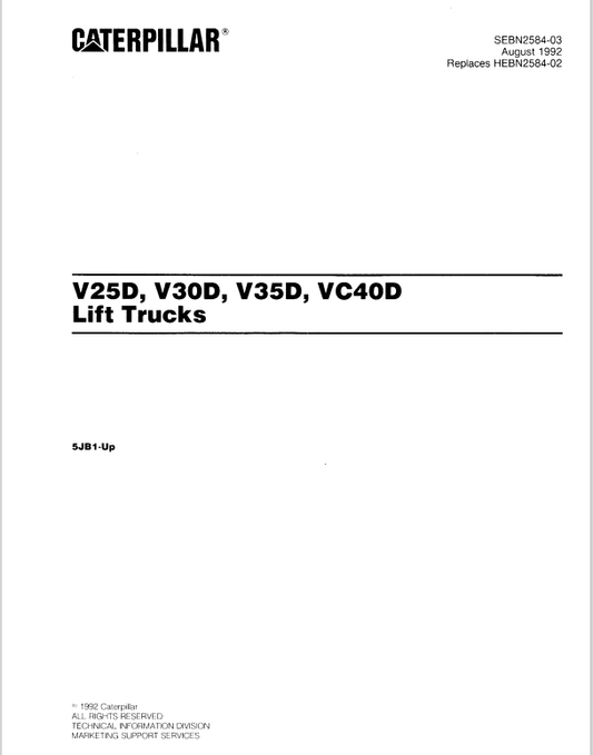 CAT FORKLIFT VC40D SPARE PARTS MANUAL - PDF FILE
