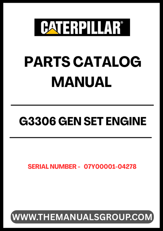 Discover the essential CAT G3306 Gen Set Engine Parts Catalog Manual, specifically designed for serial numbers 07Y00001-04278. This comprehensive manual is your go-to resource for identifying and sourcing the right parts for your engine, ensuring optimal performance and longevity.