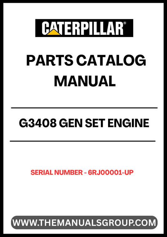 Discover the essential CAT G3408 Gen Set Engine Parts Catalog Manual, designed specifically for serial numbers 6RJ00001 and up. This comprehensive manual serves as a vital resource for technicians and engineers, providing detailed information on parts, specifications, and maintenance procedures to ensure optimal performance of your engine.