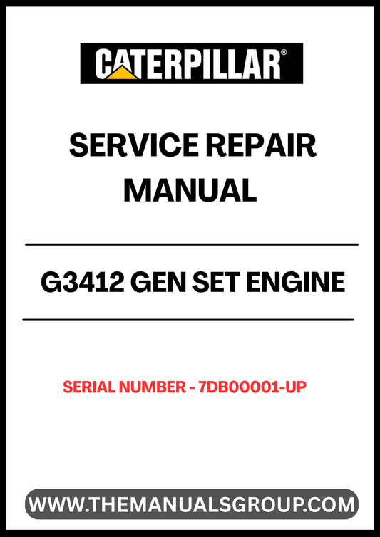 Ensure your CAT G3412 Gen Set Engine operates at peak performance with our comprehensive Service Repair Manual, specifically designed for serial numbers 7DB00001 and up. This manual is an essential resource for technicians and DIY enthusiasts alike, providing detailed instructions and insights into maintenance and repair procedures.