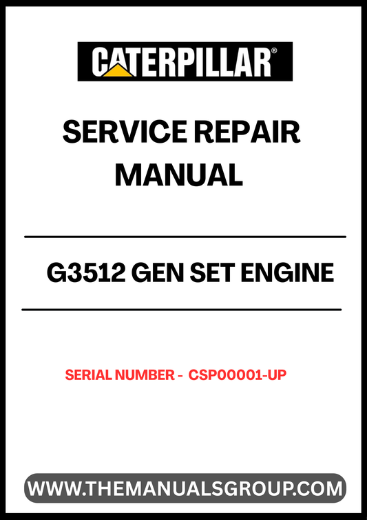Discover the essential CAT G3512 Gen Set Engine Service Repair Manual, designed specifically for serial numbers CSP00001 and up. This comprehensive guide is an invaluable resource for technicians and engineers, providing detailed instructions and insights to ensure optimal performance and longevity of your engine.